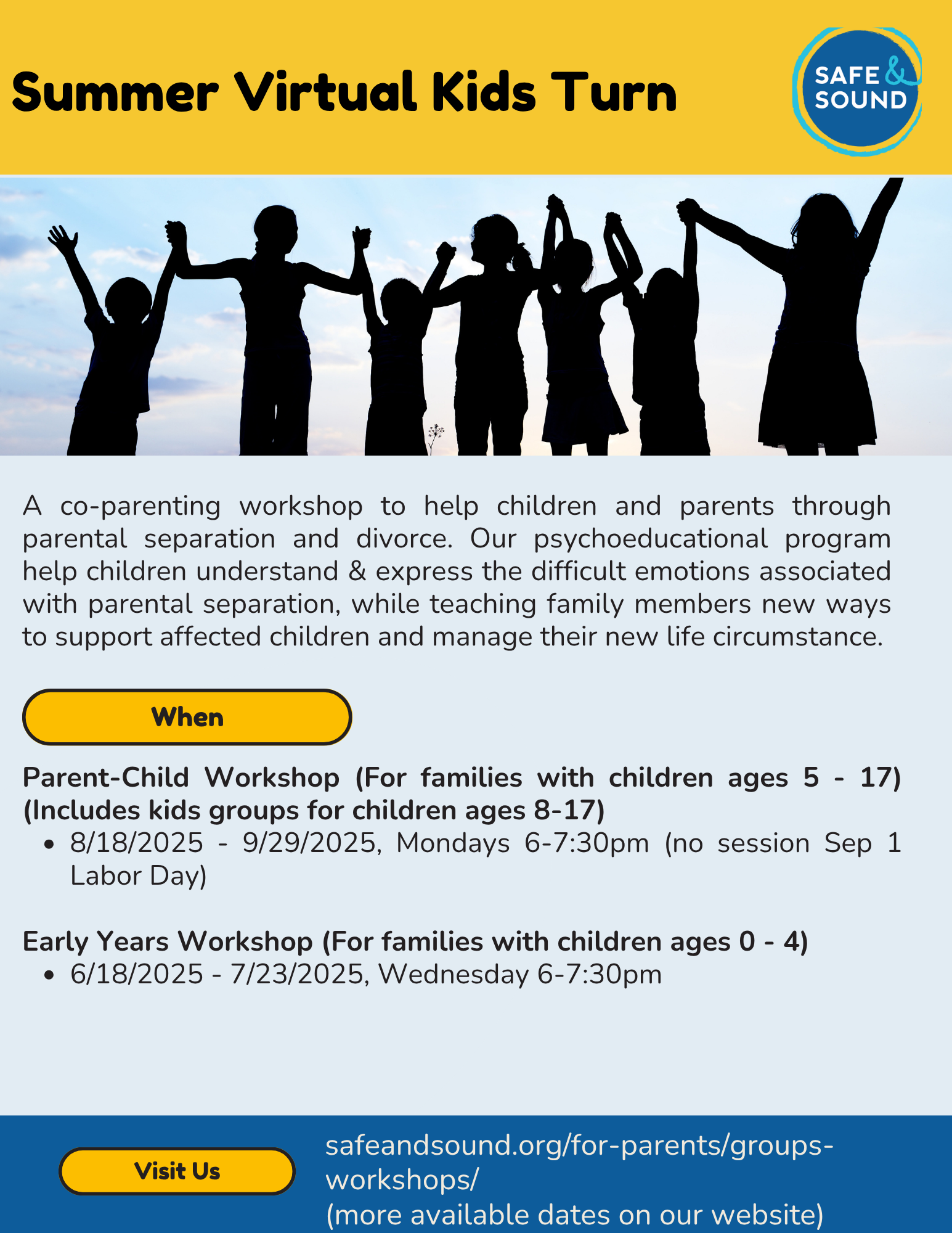 Poster with the details for Kids Turn workshops